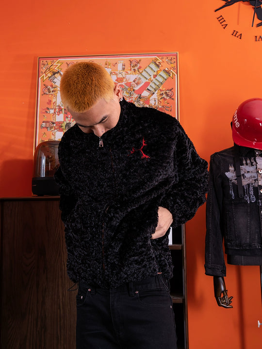 TGFCLUB Goat Embroidered Sherpa Fleece Jacket | Face 3 Face