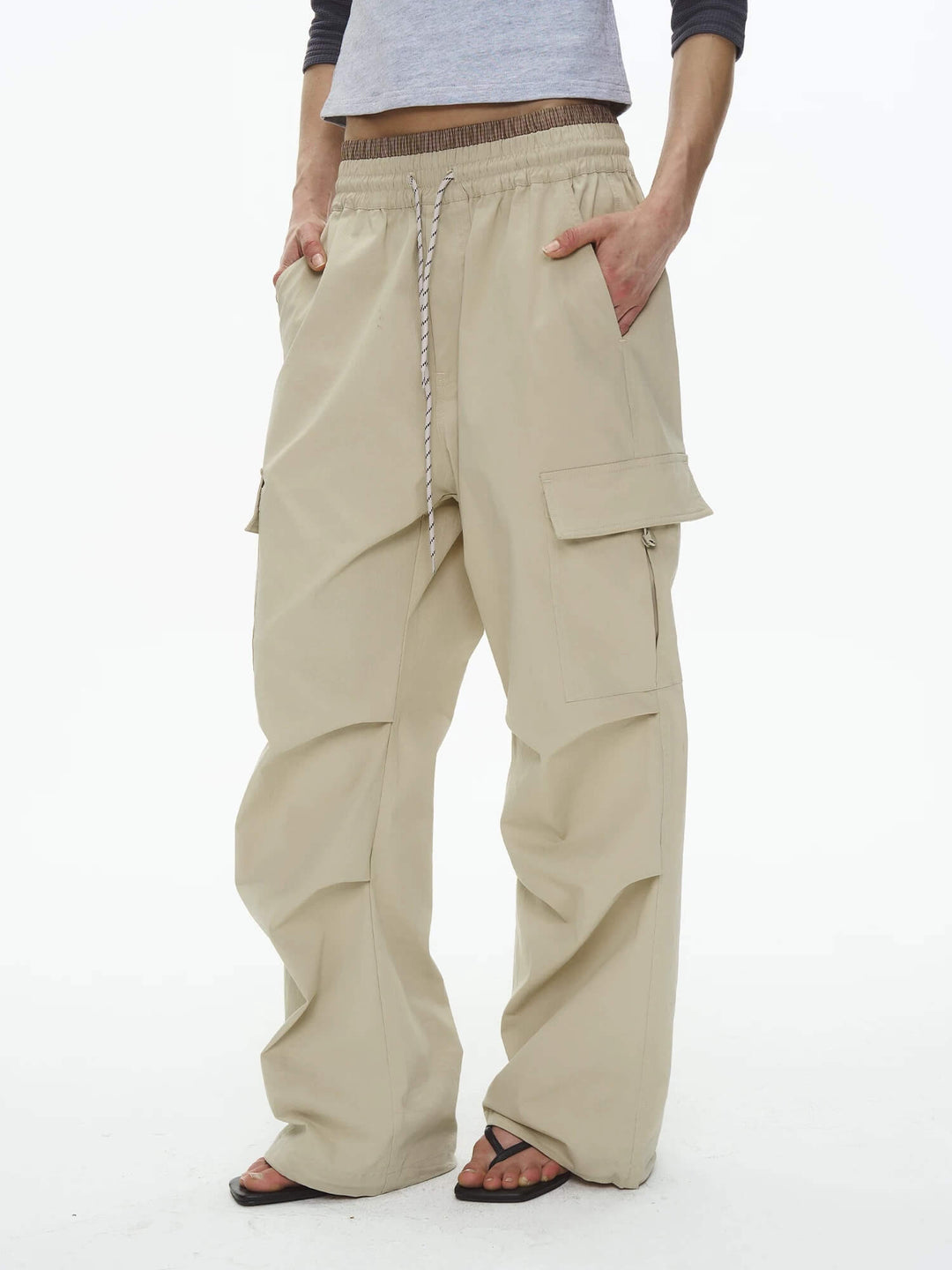 EXITMODE BY BLIND NO PLAN Double Waist 3D Pleat Nylon Cargo Pants | Face 3 Face