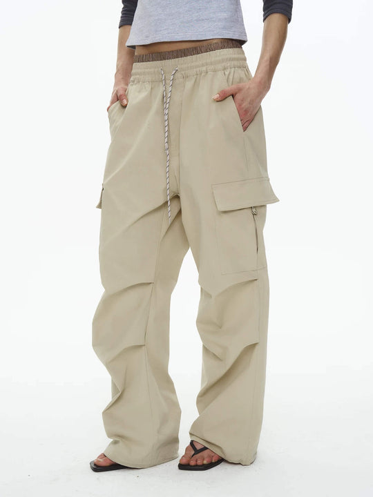 EXITMODE BY BLIND NO PLAN Double Waist 3D Pleat Nylon Cargo Pants | Face 3 Face