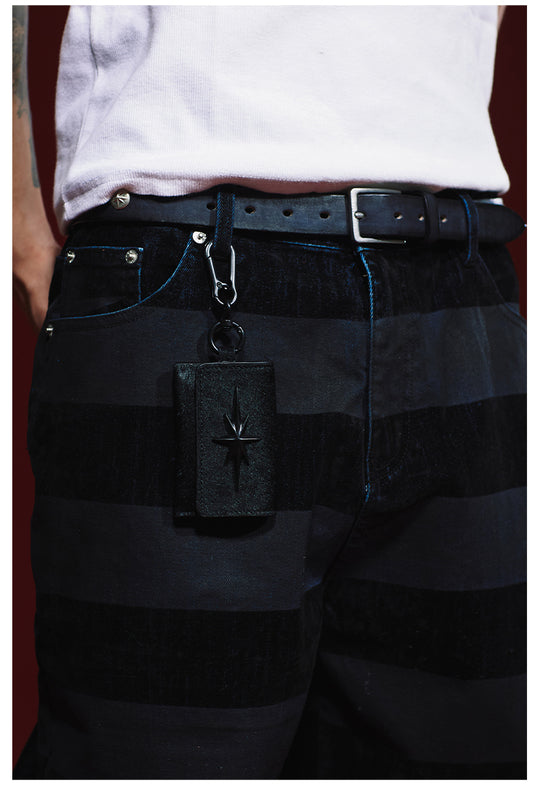 Remedy Metal Studded Keychain Coin Card Leather Wallet | Face 3 Face