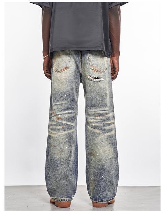 F3F Select Stone Washed Splash Ink Hole Distressed Jeans | Face 3 Face
