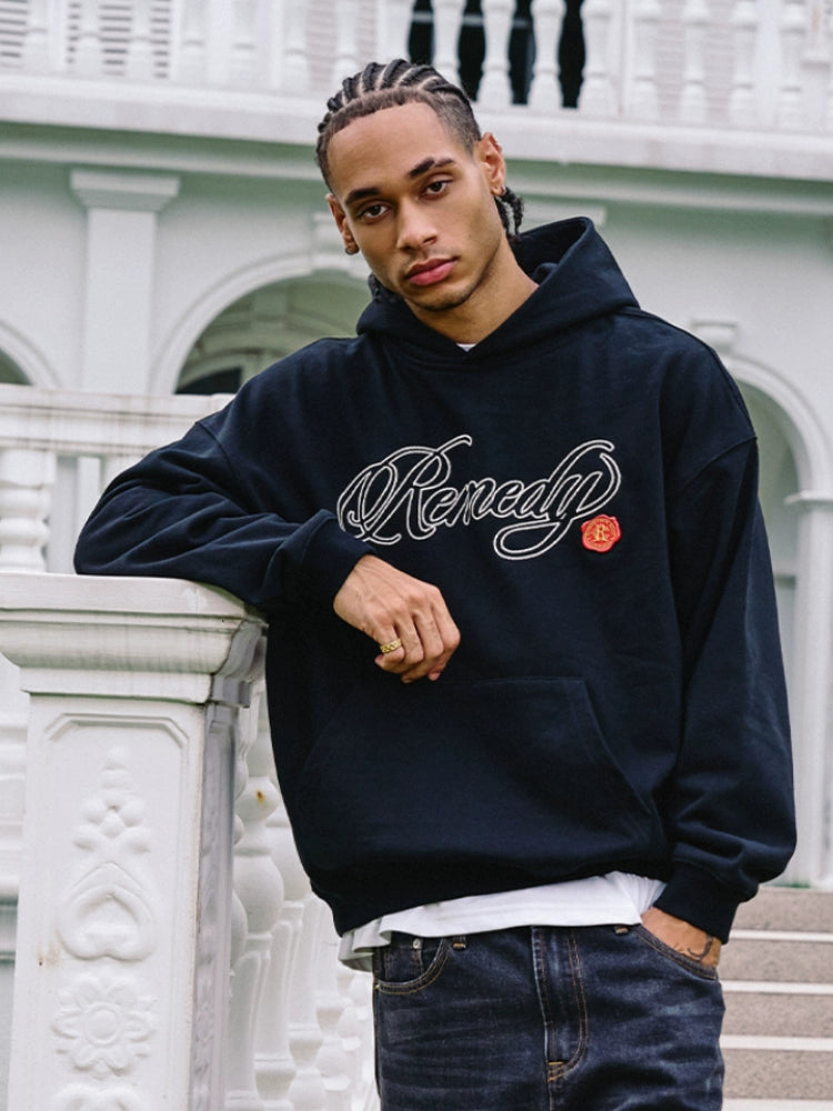 Remedy Metal Wax Seal 3D Logo Embroidered Hoodie | Face 3 Face