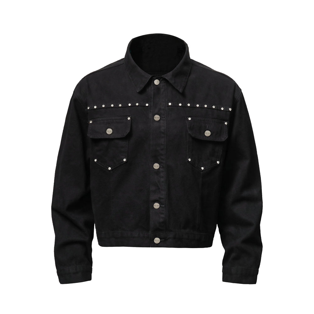 KARMANISTIC Diamond Studded Short Denim Jacket | Face 3 Face