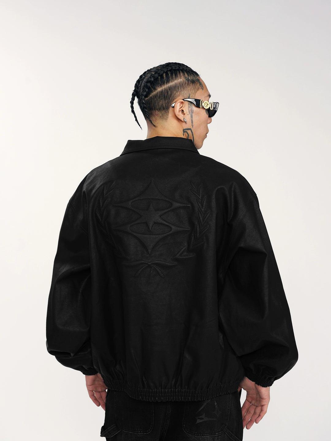 1807 3D Embroidery Leather  Coach Jacket | Face 3 Face