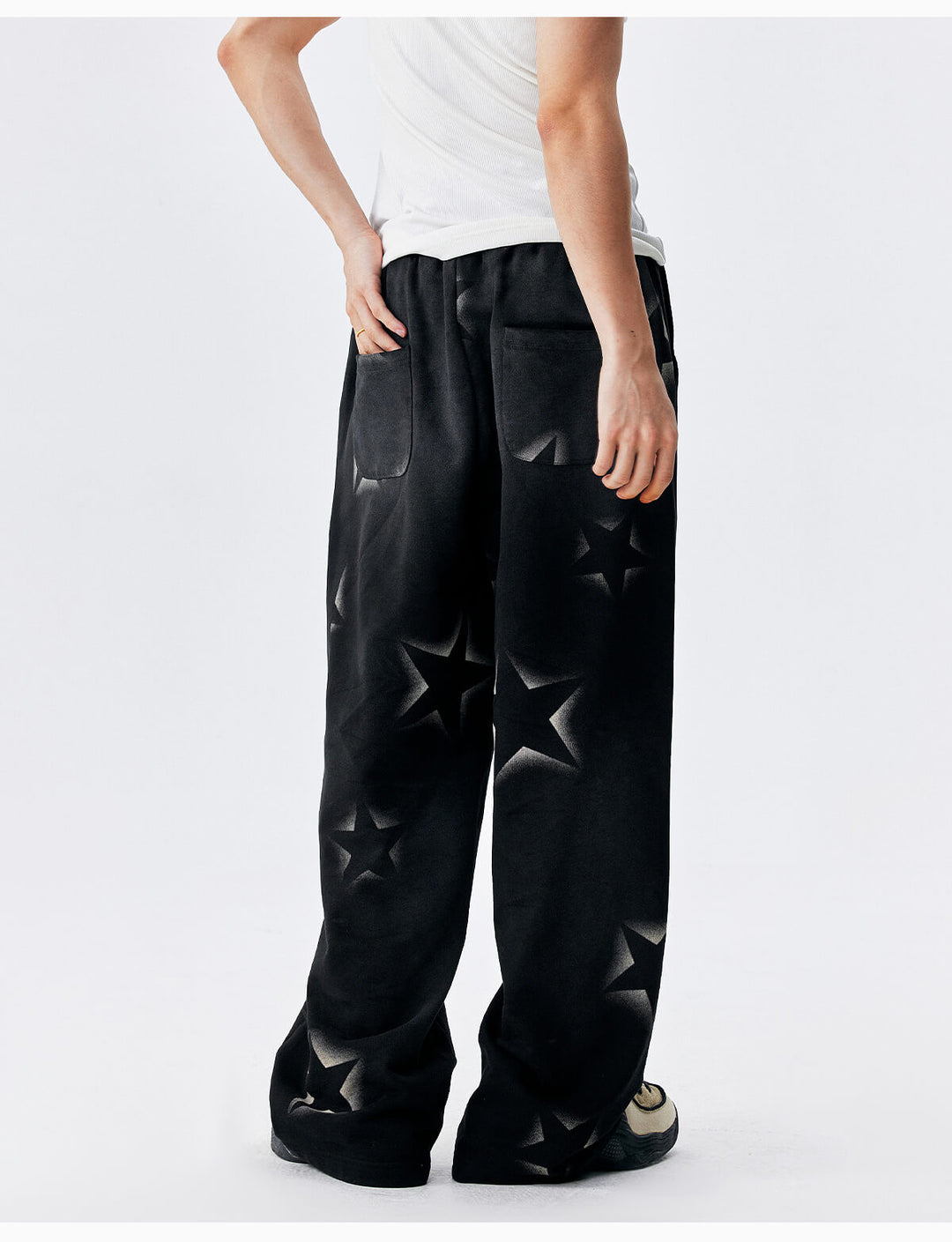 MEDM All Over Star Print Washed Sweatpants | Face 3 Face