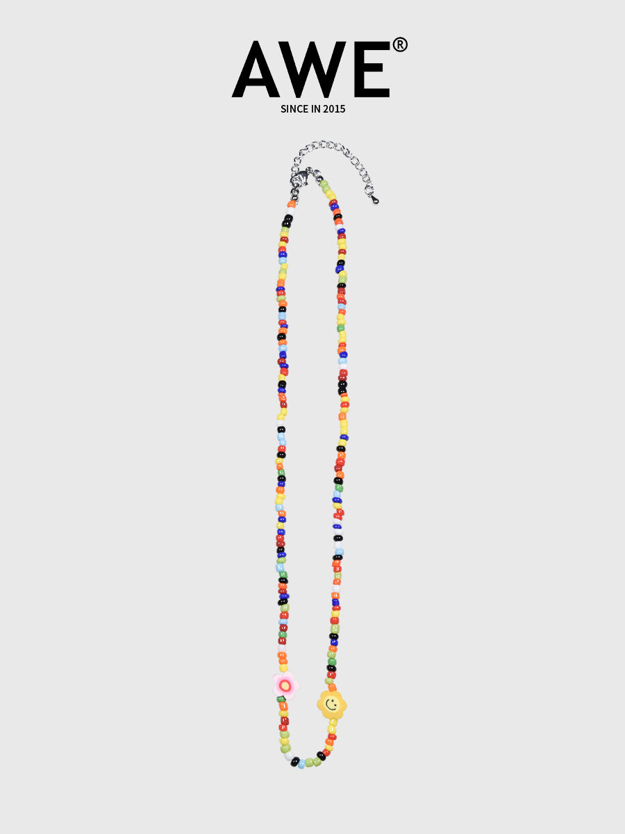 AWE Colorful Bead Smiley Flower Necklace | Face 3 Face