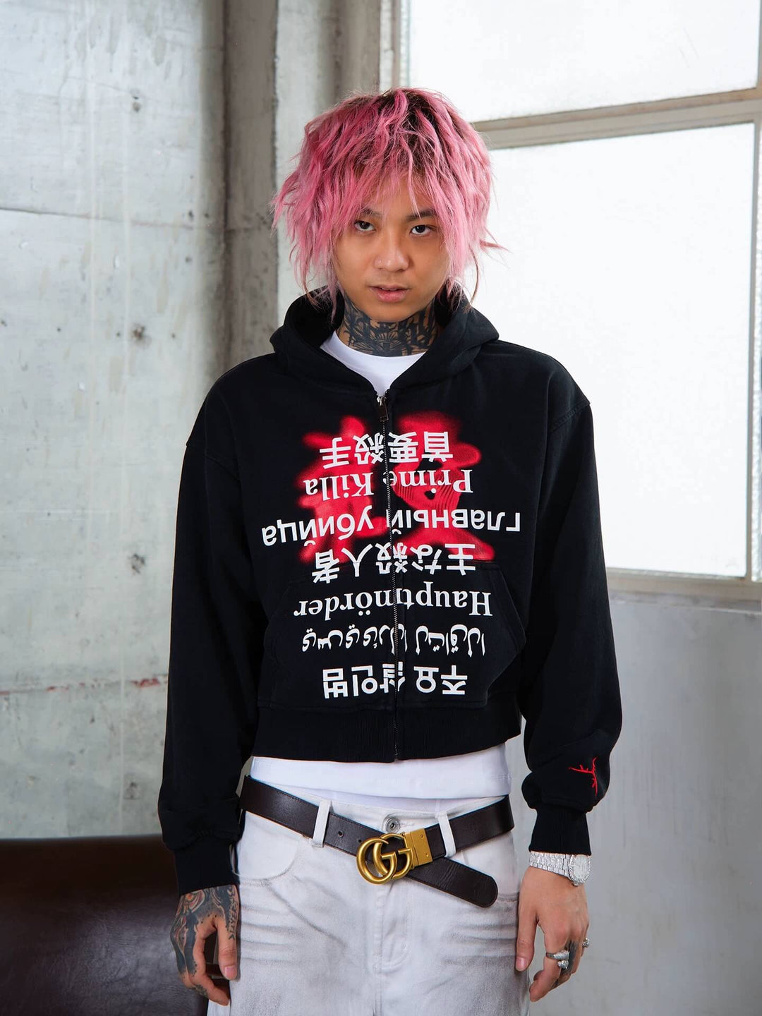 TGFCLUB Prime Killer Graphic Cropped Zip Up Hoodie | Face 3 Face