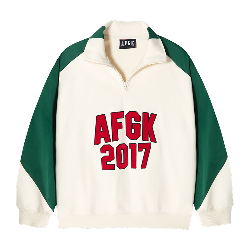 AFGK Standing Collar Patchwork Color Blocking Sweatshirt