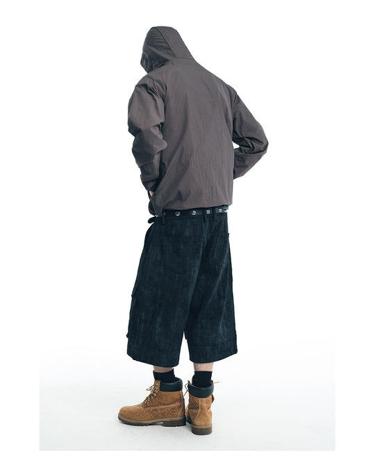 NOVACAM Wrinkled Nylon Mesh-Paneled Hooded Track Jacket | Face 3 Face