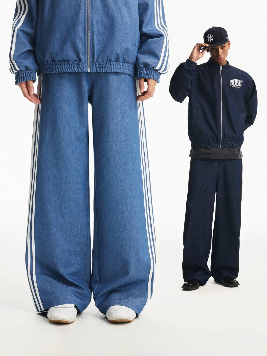 MEDM Stripe Line Denim Sport Pants | Face 3 Face