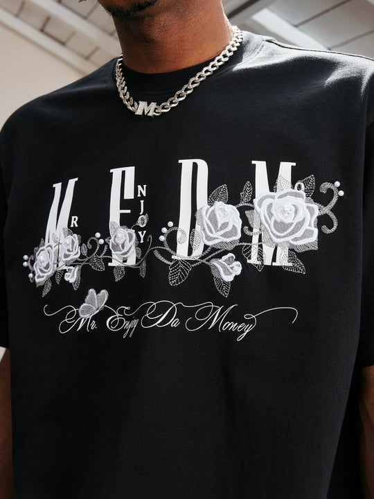 MEDM Beaded Rose Embroidery Logo Tee | Face 3 Face