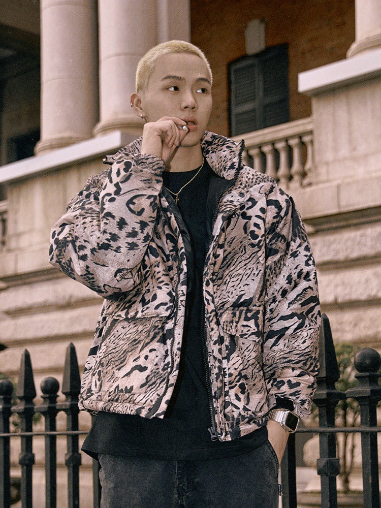 Remedy x STA STARMD SR Logo Leopard Print Hooded Mountain Jacket | Face 3 Face