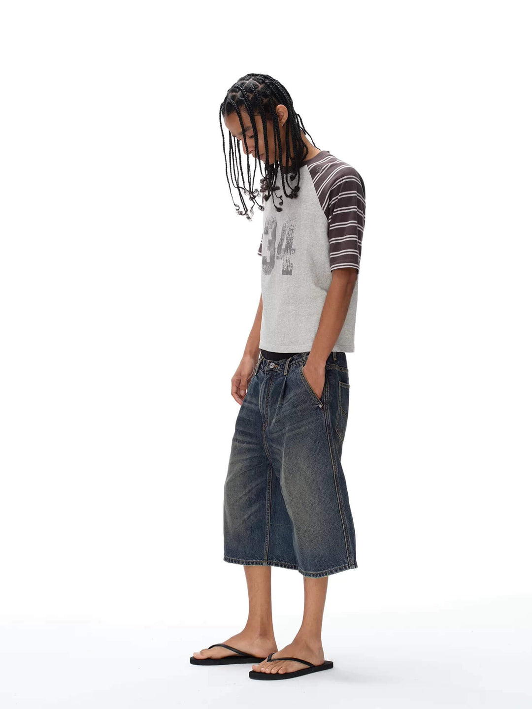 EXITMODE BY BLIND NO PLAN Pleated Washed Denim Shorts | Face 3 Face