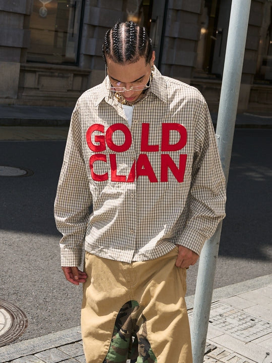 STEEPC Plaid Patch Embroidered Long Sleeve Shirt | Face 3 Face