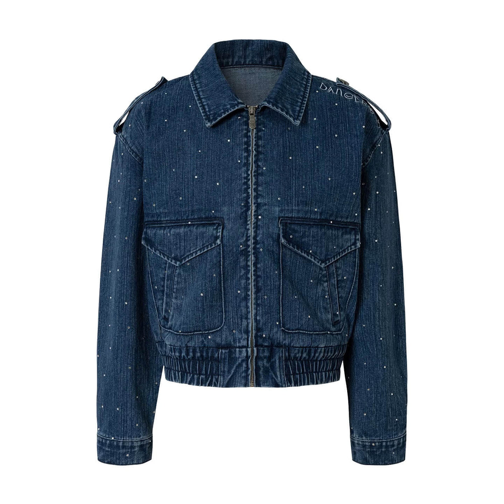 YADcrew All Over Starry Sky Rhinestone Denim Jacket | Face 3 Face