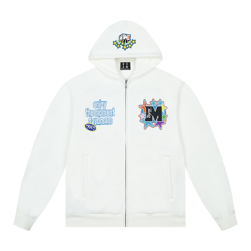 MEDM Blooming Star Embroidered Zip-Up Hoodie | Face 3 Face