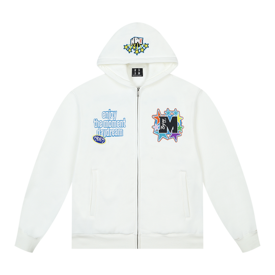 MEDM Blooming Star Embroidered Zip-Up Hoodie | Face 3 Face