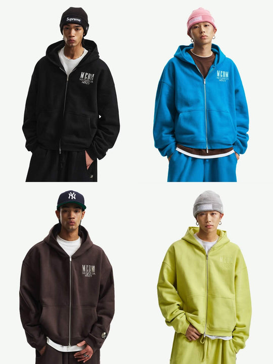 MEDM 3D Metallic Logo Zip Up Hoodie | Face 3 Face