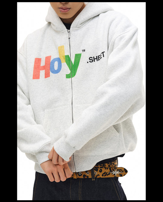 NOVACAM Vintage Monogram Print Zip Up Hoodie | Face 3 Face