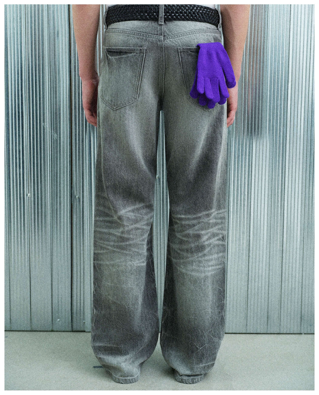 S45 Vintage Whisker Wash Distressed Slub Denim Jeans
