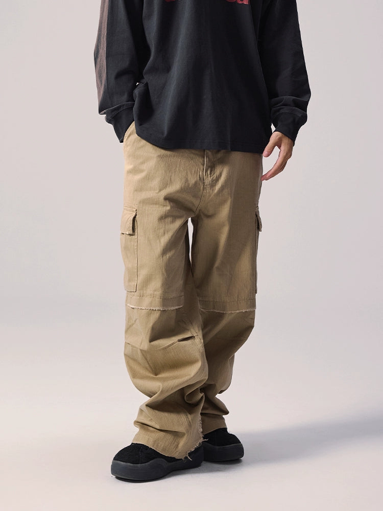Remedy Distressed Hem Baggy Work Cargo Pants | Face 3 Face
