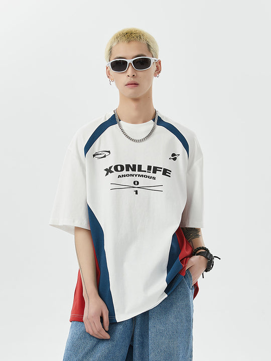 XONLIFE Contrast Color Letter Print Soccer Jersey Tee | Face 3 Face