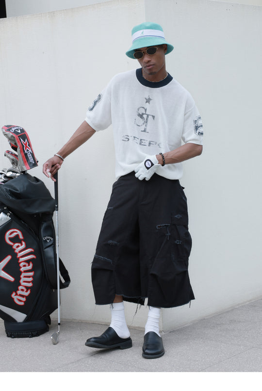 STEEPC Washed Distressed Baggy Multi Pocket Work Shorts | Face 3 Face