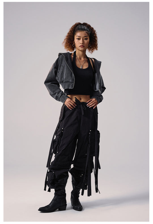 Remedy Backpack Design Washed Denim Short Jacket | Face 3 Face