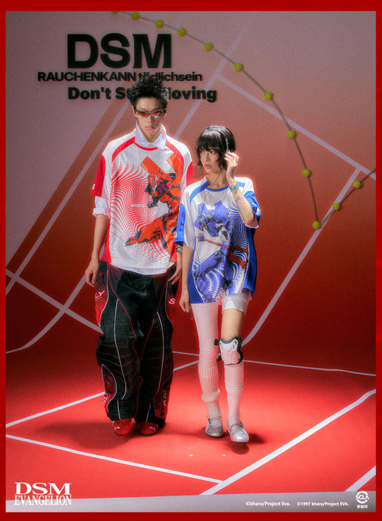 DSM x EVA Unit Graphic Print Striped Short Sleeve Soccer Jersey
