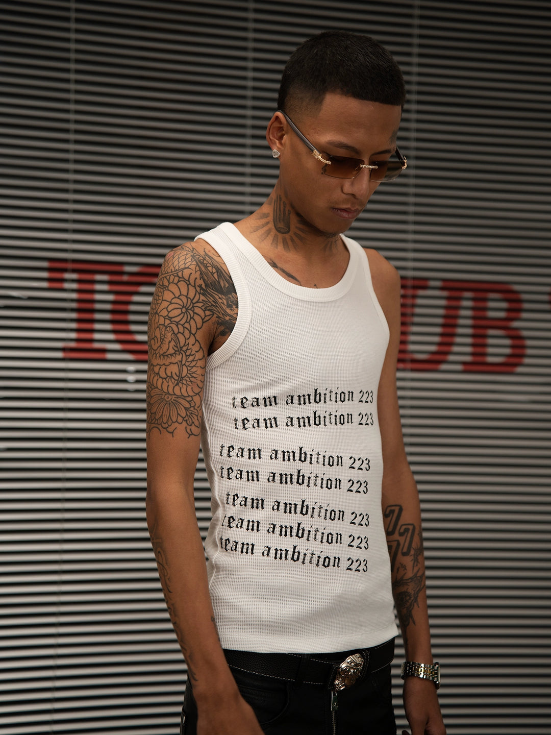 TGFCLUB 223 Print Stretch Waffle Tank Top | Face 3 Face
