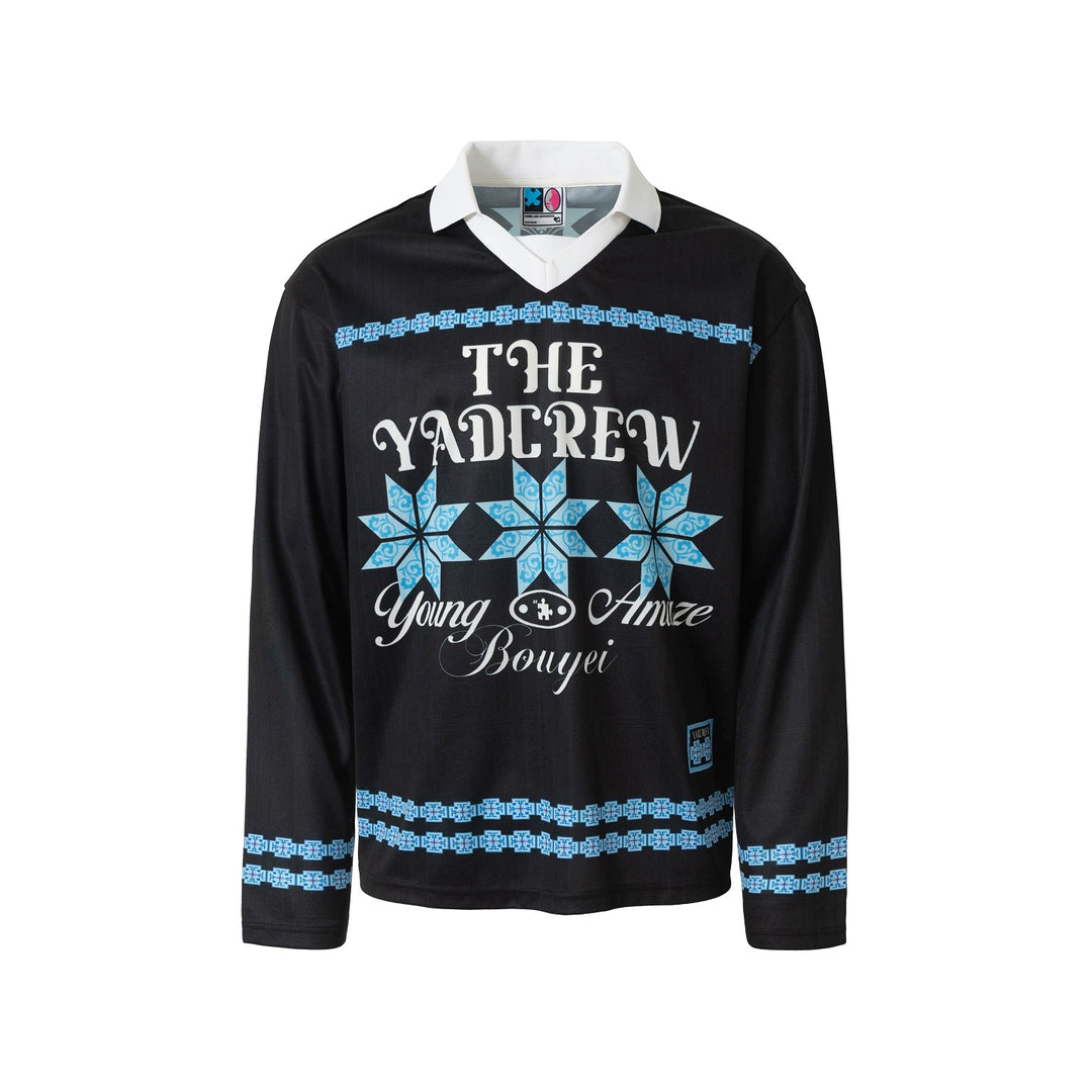 YADcrew Ethnic Pattern Long Sleeve Polo Jersey | Face 3 Face