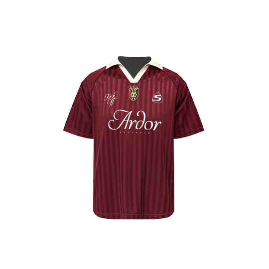 S45 Logo Patch Striped Short Sleeve Polo Soccer Jersey | Face 3 Face