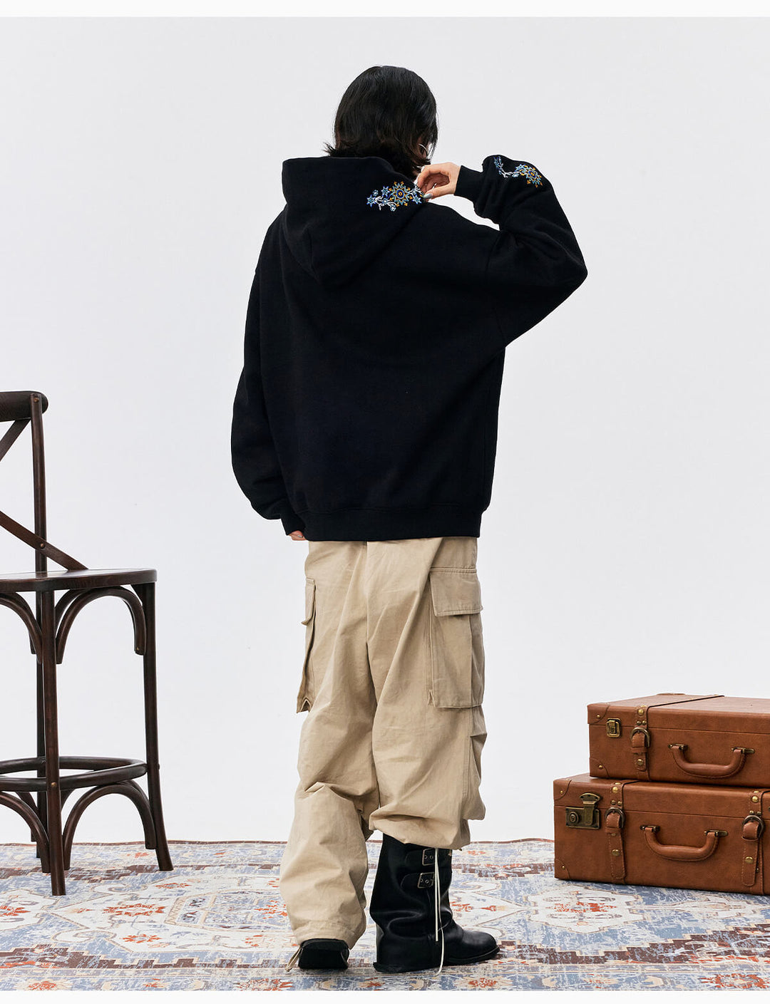 MEDM Ethnic Flower Embroidered Hoodie | Face 3 Face