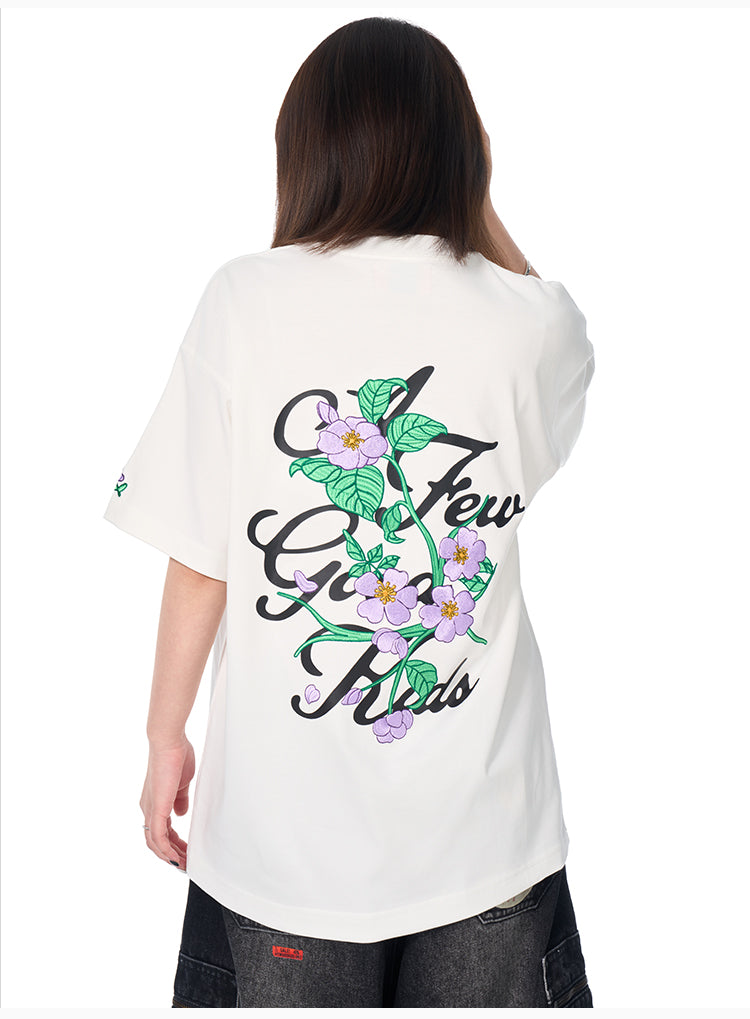 AFGK Flower Embroidered Logo Print Tee | Face 3 Face