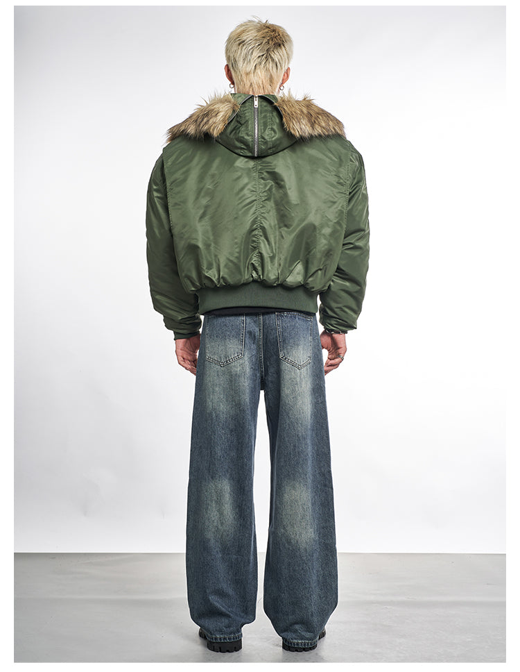 F3F Select Faux Fur Hooded MA-1 Bomber Jacket | Face 3 Face