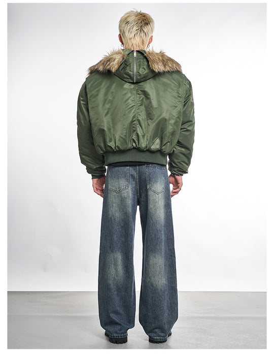 F3F Select Faux Fur Hooded MA-1 Bomber Jacket | Face 3 Face