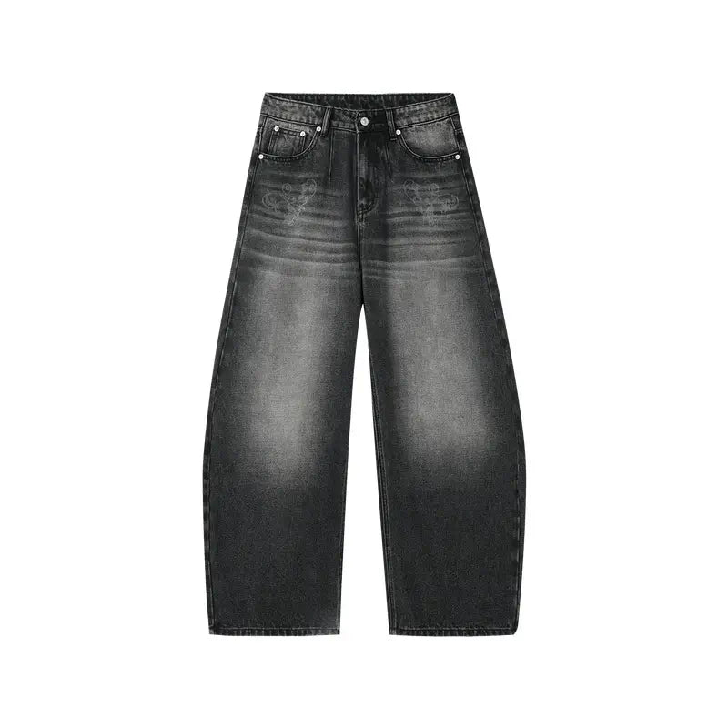 MEDM Flower Vine Laser Burnout Washed Machete Jeans | Face 3 Face