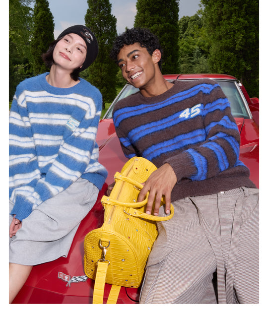 S45 Striped Pearl Brushed Knit Sweater | Face 3 Face