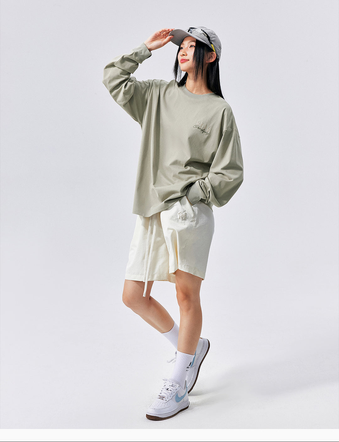 MEDM Logo Embroidered Antibacterial Long Sleeve Tee | Face 3 Face