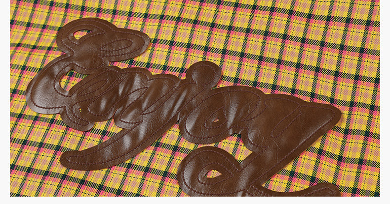 MEDM Plaid Quilted-Lined Leather Patch Track Jacket | Face 3 Face