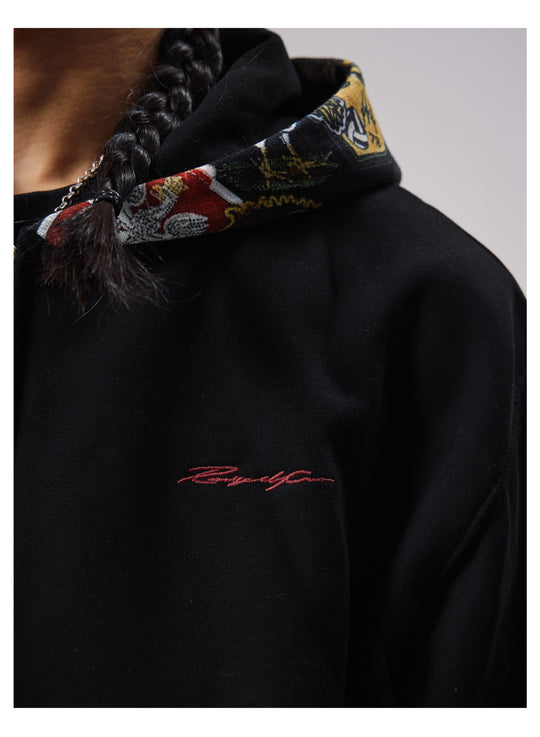 Remedy Badge Print Hood Zip Up Hoodie | Face 3 Face