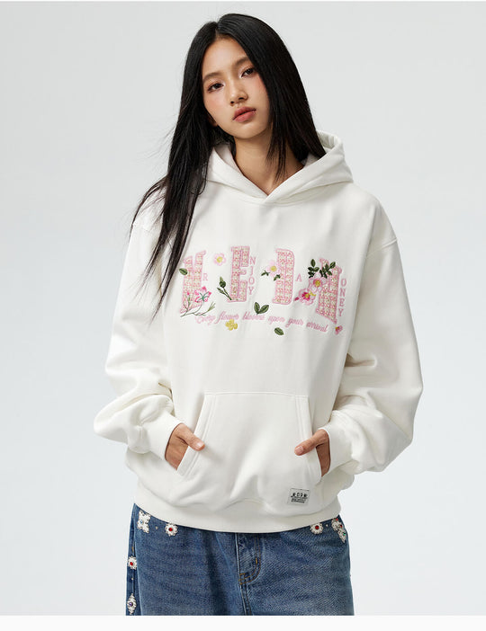 MEDM Mini Patchwork Floral Embroidered Hoodie | Face 3 Face