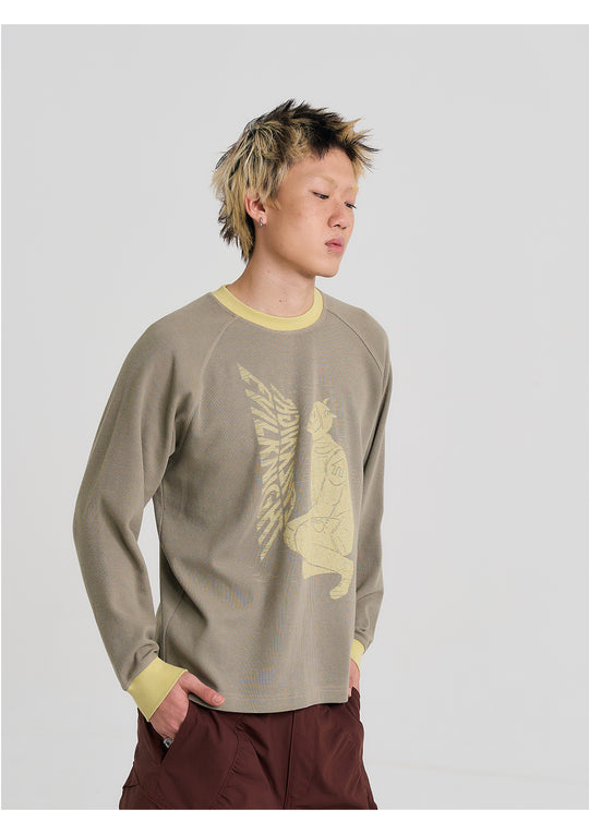 EVILKNIGHT(EK) Graffiti Portrait Print Waffle Long Sleeve Tee | Face 3 Face