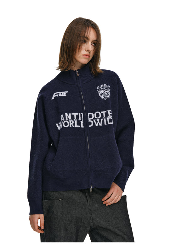 ANTIDOTE Logo Zip Knit Cardigan | Face 3 Face