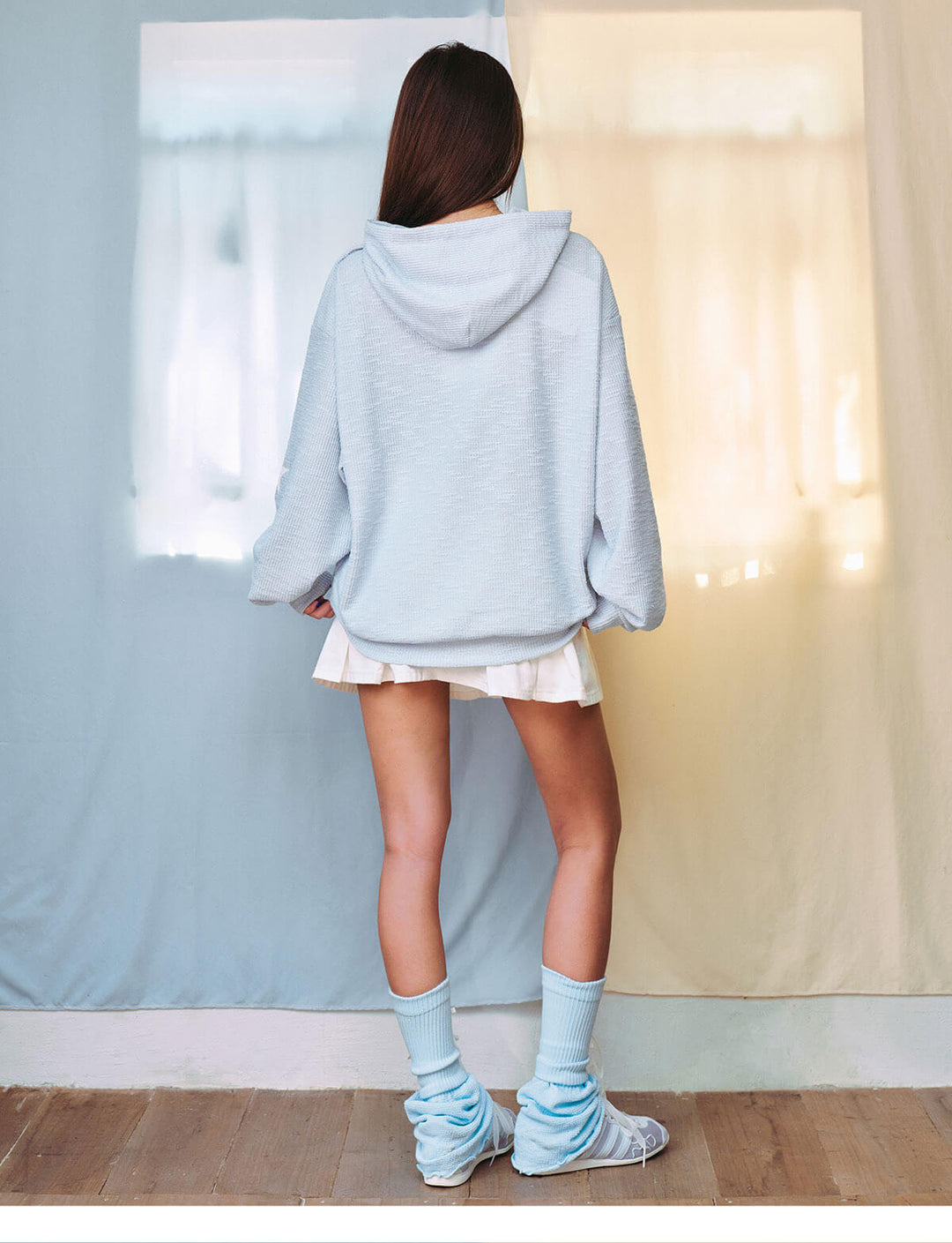 MEDM Star Logo Print Waffle Knit Hoodie | Face 3 Face