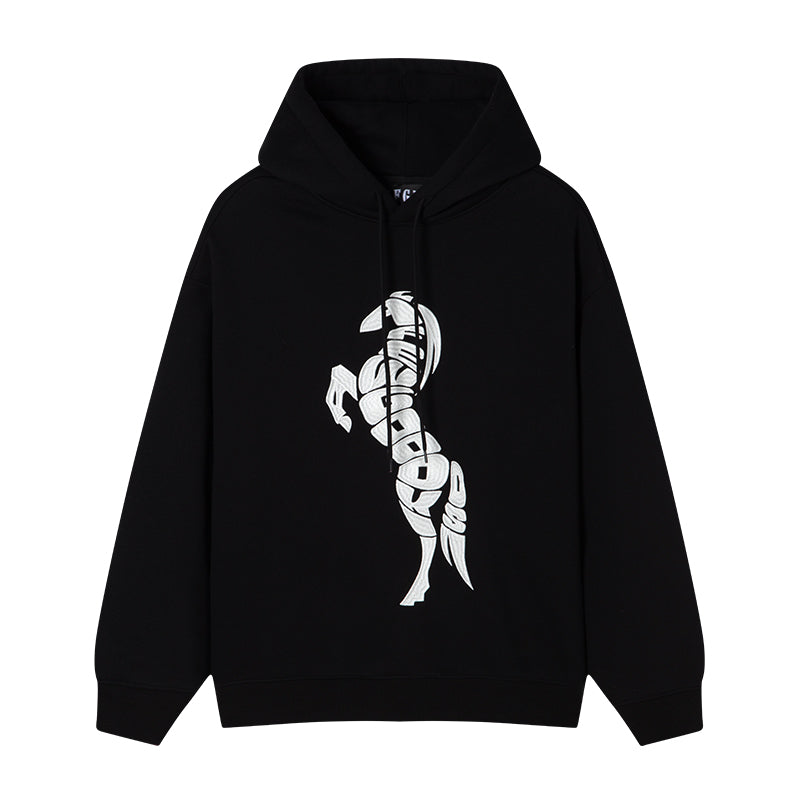 AFGK Morphing Font Horse Printed Embroidery Hoodie