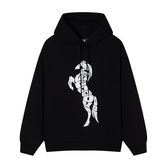 AFGK Morphing Font Horse Printed Embroidery Hoodie