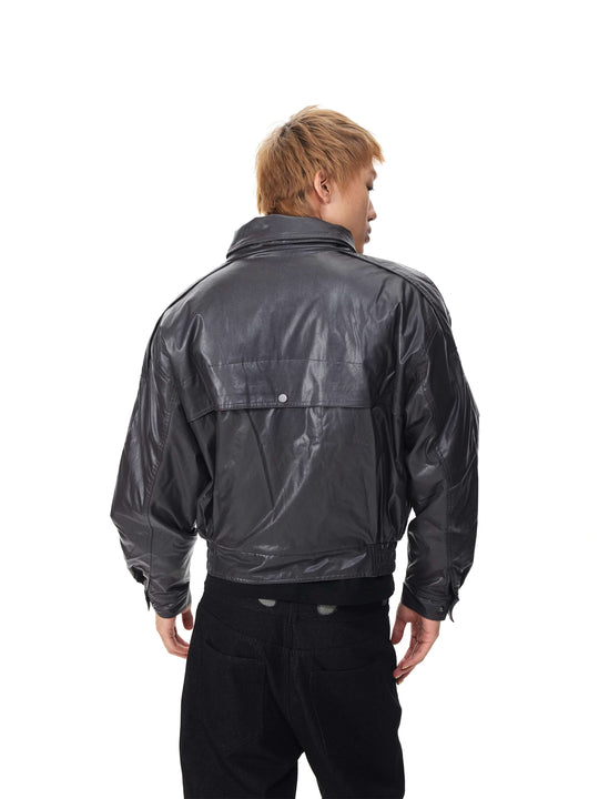 EVILKNIGHT(EK) Double Layer Collar PU Leather Jacket | Face 3 Face