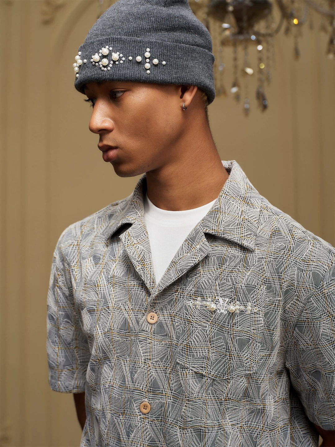 YADcrew 3D Stitch Plaid Short Sleeve Shirt | Face 3 Face