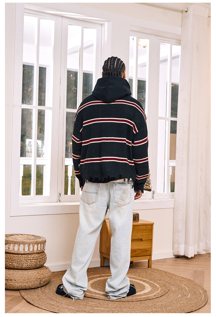 Remedy Striped Distressed Knit Sweater | Face 3 Face